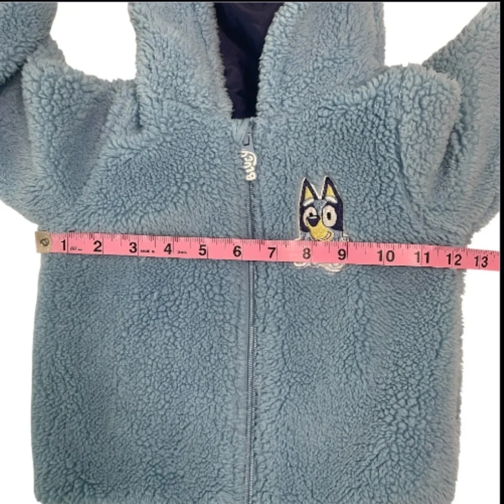 BLUEY  Blue Fleece Hoodie with Cartoon Patch